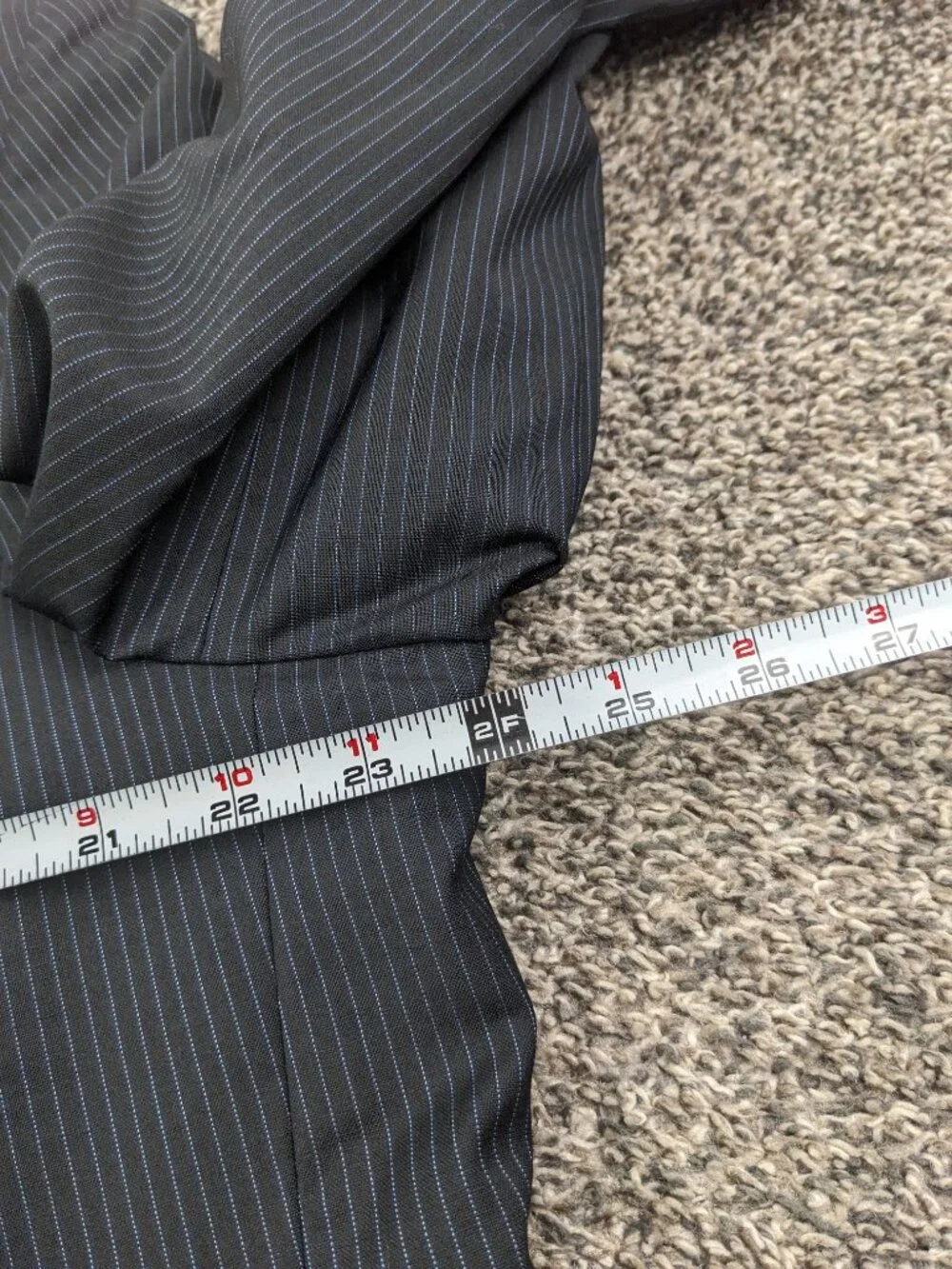 Hugo Boss 46R Wool Pinstripe 2 PC Suit Pasolini 1 Movie 1 Black Blue 40x30